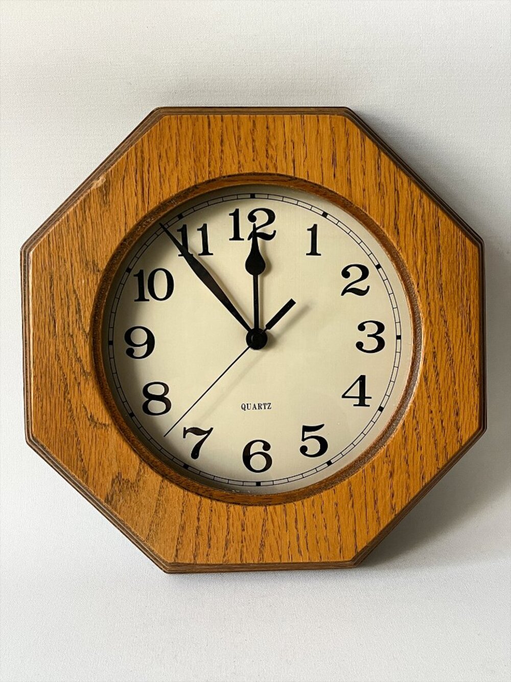 Vintage Octagonal Wood Quartz Wall Clock Japan Movement Tochigi Tokei